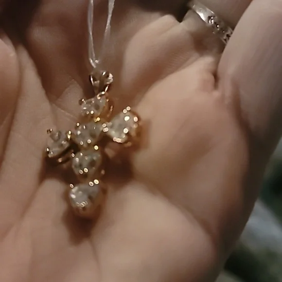 Vintage Real 925 Silver CZ Cross Pendent - Picture 3 of 13